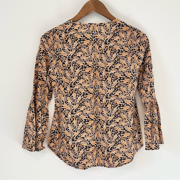 ✨DRAKE’S for J.CREW Giraffe Blouse Bell Sleeves Women’s Size 00✨ - Picture 4 of 9